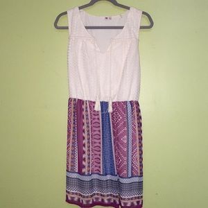 Dress w/ Crochet Top & Tribal Print Bottom